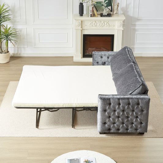 Divano letto in ciniglia con materasso in memory foam