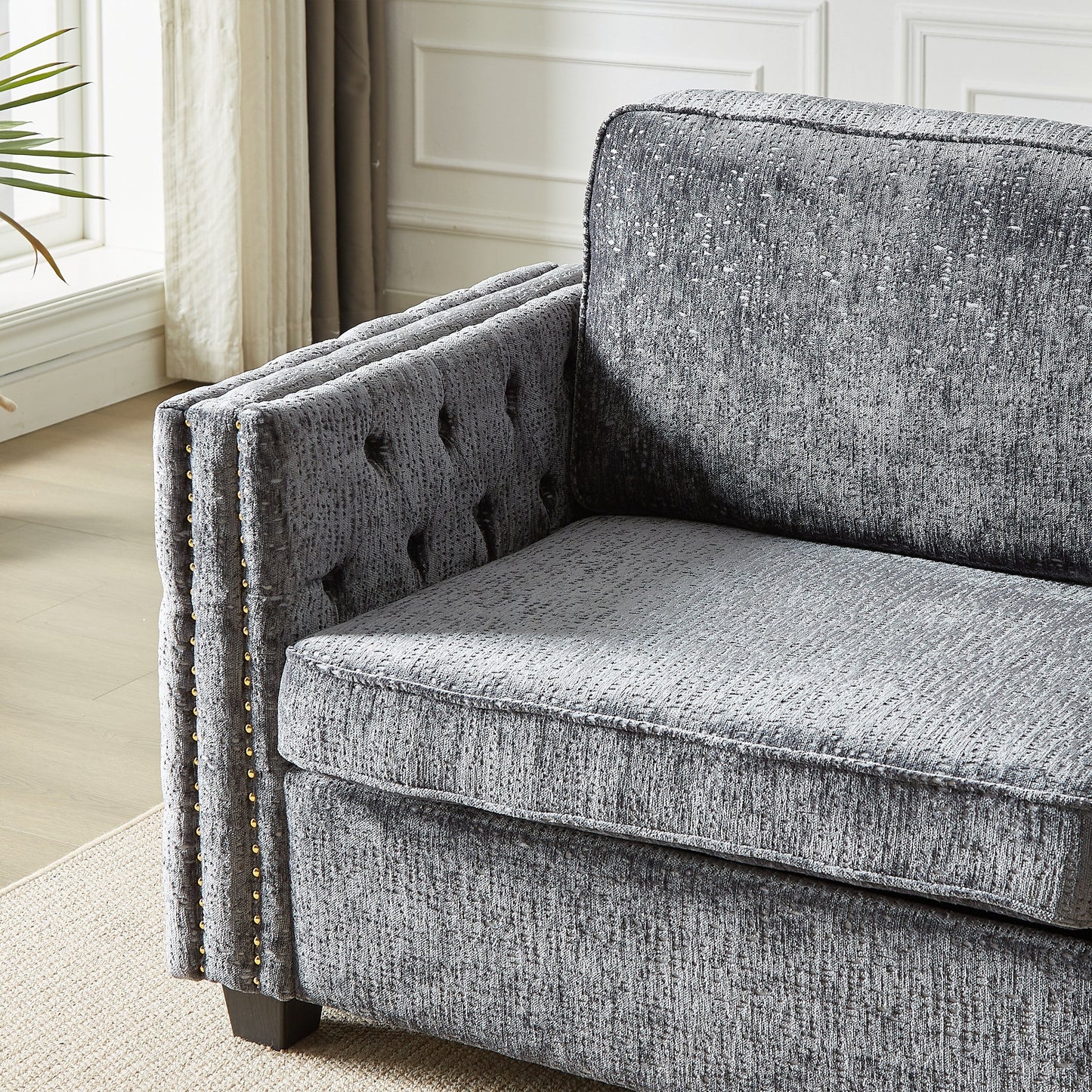 Divano letto in ciniglia con materasso in memory foam