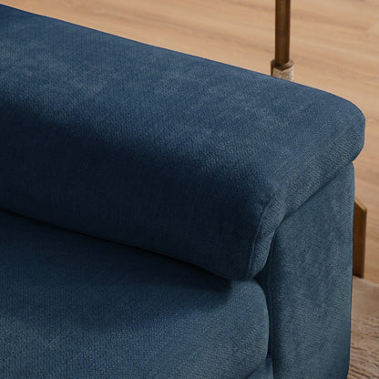 Divano in ciniglia con braccioli regolabili e cuscini extra spessi