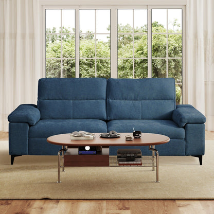 Divano in ciniglia con braccioli regolabili e cuscini extra spessi