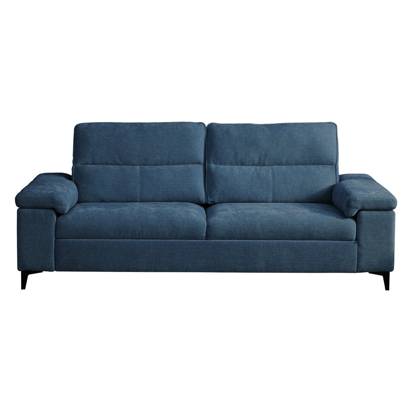 Divano in ciniglia con braccioli regolabili e cuscini extra spessi