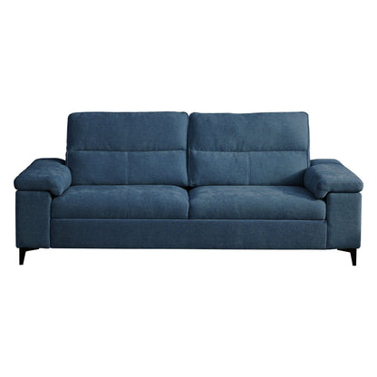 Divano in ciniglia con braccioli regolabili e cuscini extra spessi