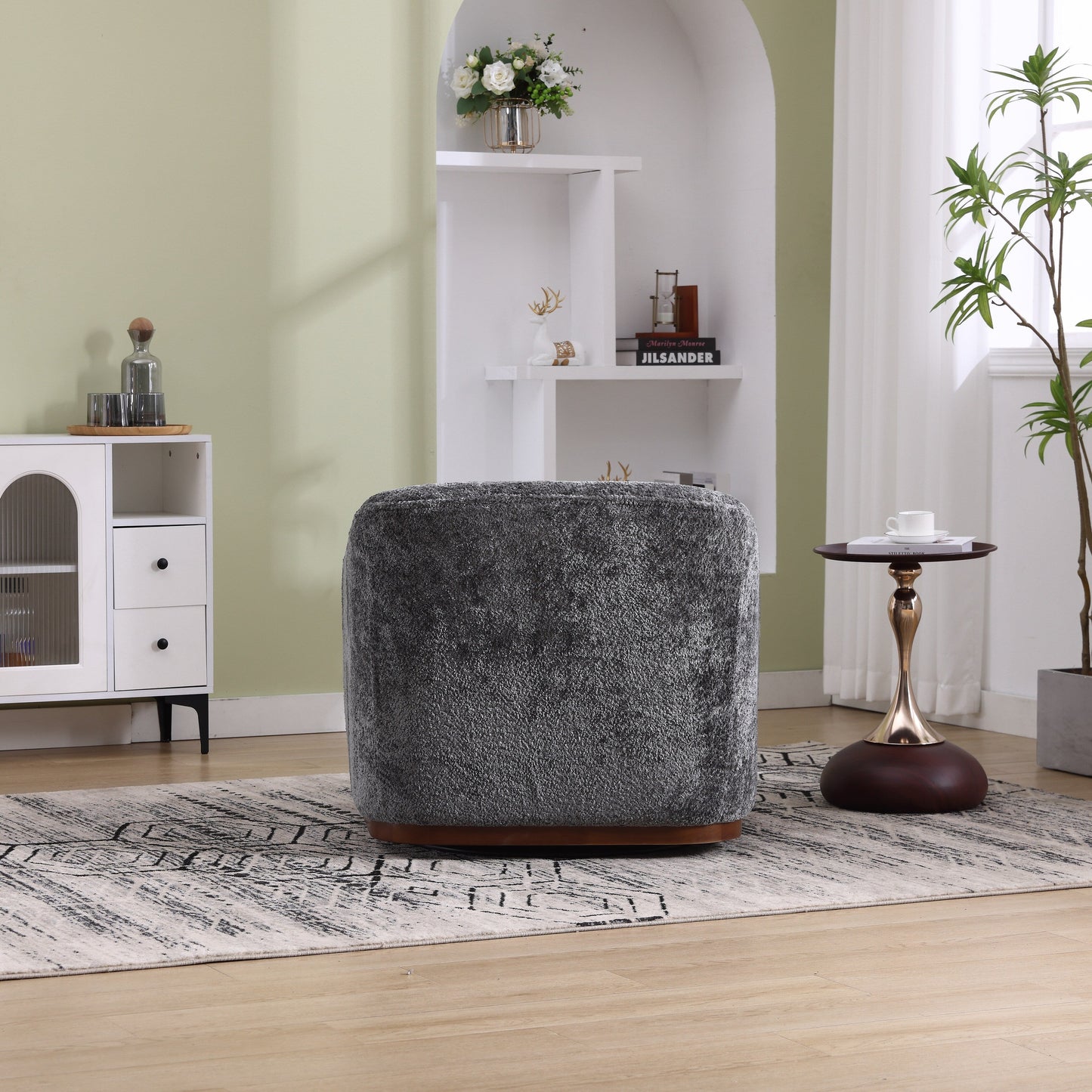 Poltrona girevole in ciniglia con rotazione a 360°, comoda poltrona per soggiorno, studio o salotto.