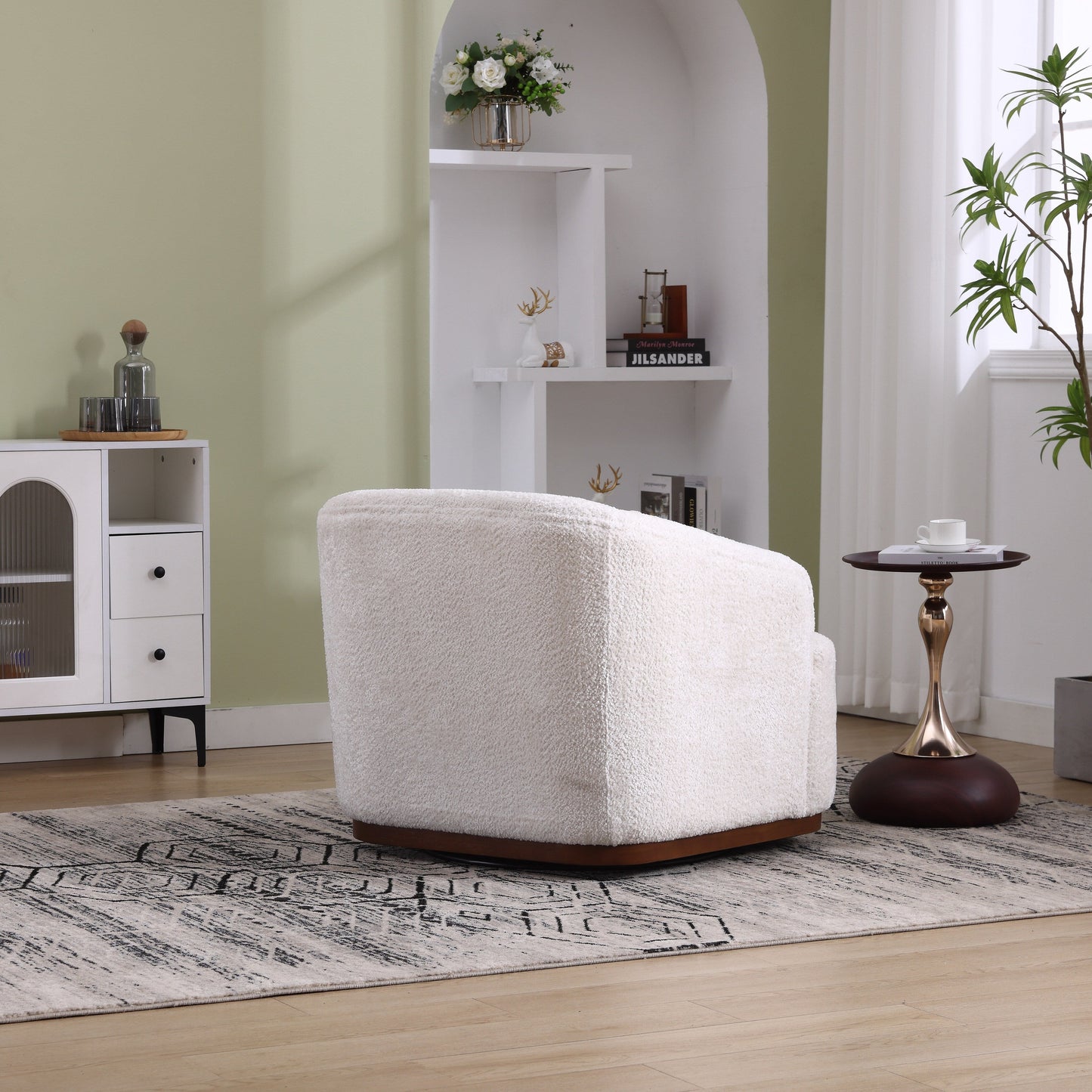 Poltrona girevole in ciniglia con rotazione a 360°, comoda poltrona per soggiorno, studio o salotto.