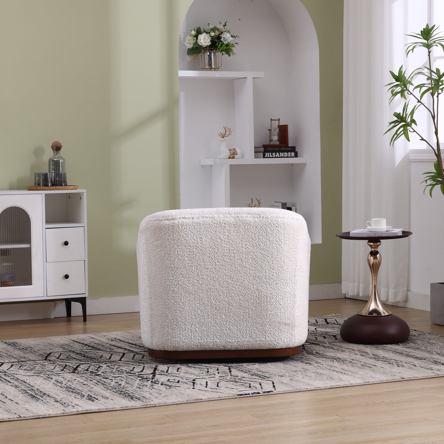 Poltrona girevole in ciniglia con rotazione a 360°, comoda poltrona per soggiorno, studio o salotto.