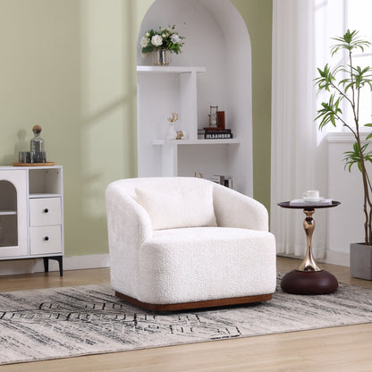 Poltrona girevole in ciniglia, comodo divano decorativo a 360 gradi per soggiorno, camera da letto e studio con cuscino rimovibile