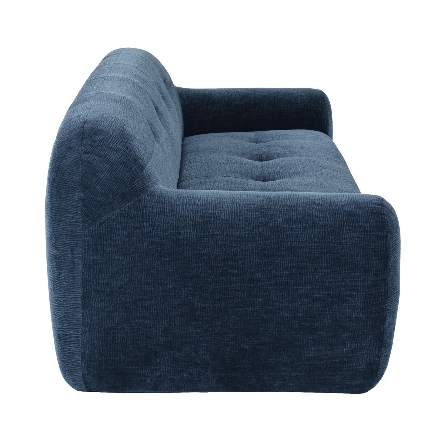 Divano a 3 posti imbottito in ciniglia con braccioli rotondi, divano lounge con cuscino trapuntato, divano futon a compressione in spugna