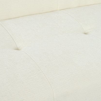 Divano a 3 posti imbottito in ciniglia con braccioli rotondi, divano lounge con cuscino trapuntato, divano futon a compressione in spugna