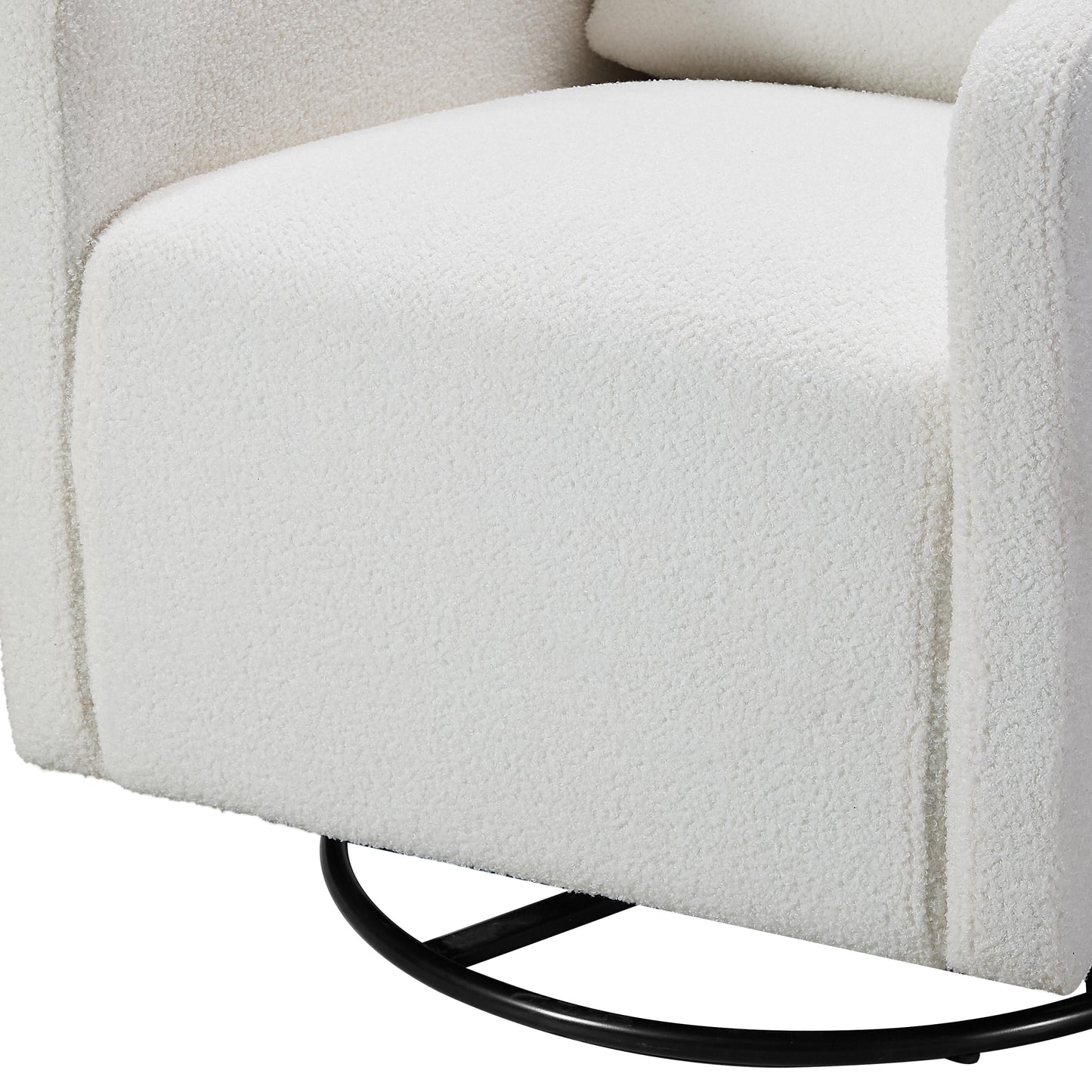 Poltrona reclinabile manuale girevole a 360° con rivestimento in ciniglia, cuscino spesso e tasche laterali