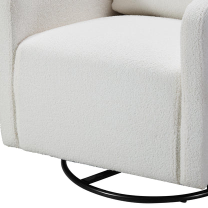 Poltrona reclinabile manuale girevole a 360° con rivestimento in ciniglia, cuscino spesso e tasche laterali