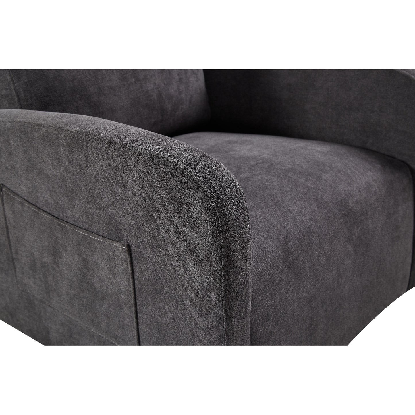 Poltrona reclinabile manuale girevole a 360° con rivestimento in ciniglia, cuscino spesso e tasche laterali