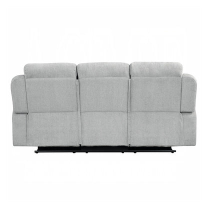 Divano con movimento manuale rivestito in ciniglia e 2 portabicchieri in grigio chiaro