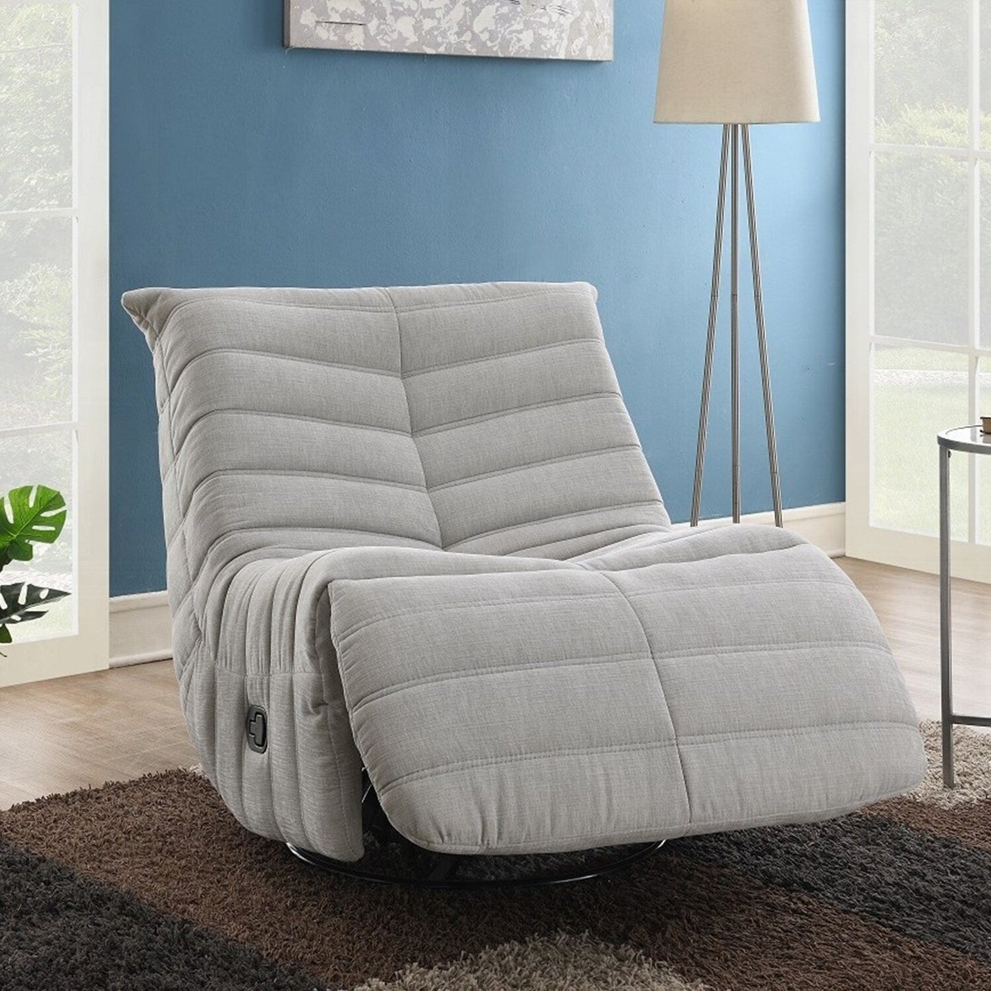 Poltrona reclinabile manuale imbottita in ciniglia con rotazione