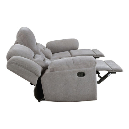 Divano reclinabile manuale rivestito in ciniglia con bracciolo pillow-top in grigio