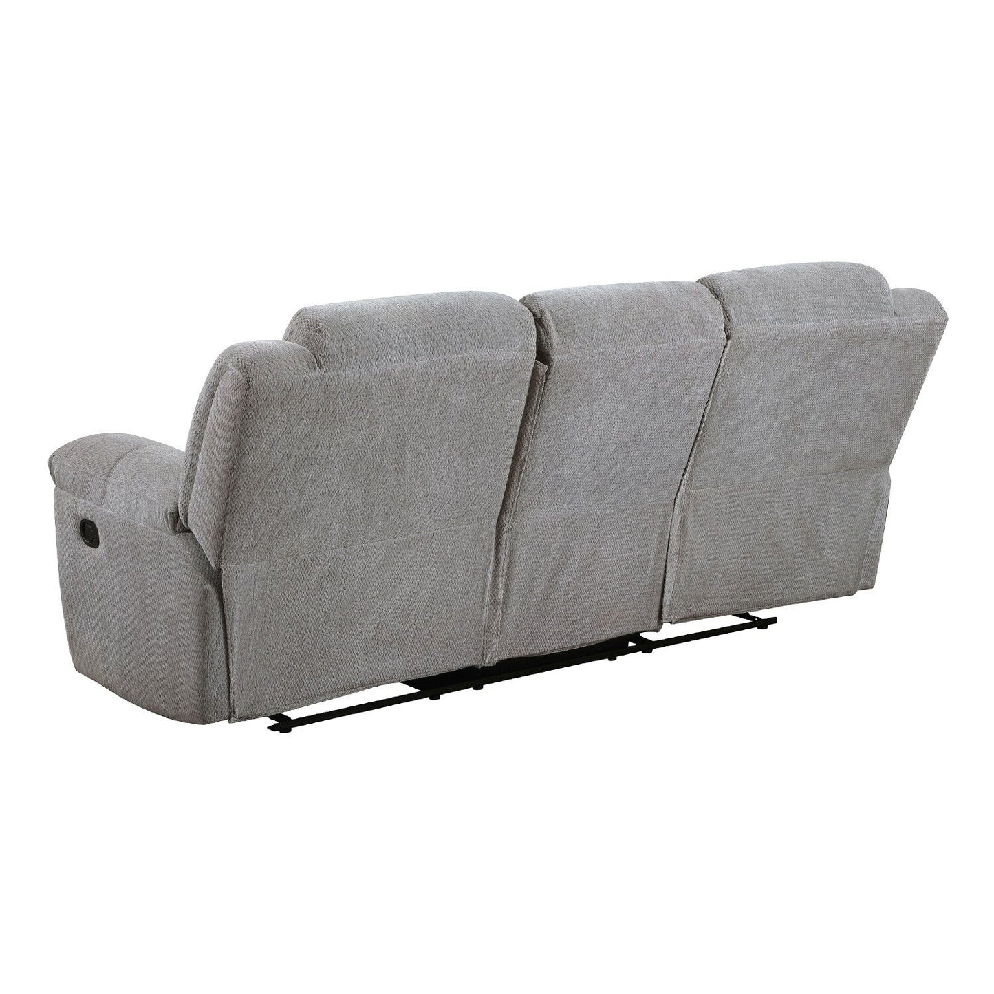 Divano reclinabile manuale rivestito in ciniglia con bracciolo pillow-top in grigio