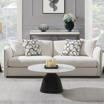 Divano imbottito in ciniglia con 4 cuscini in beige