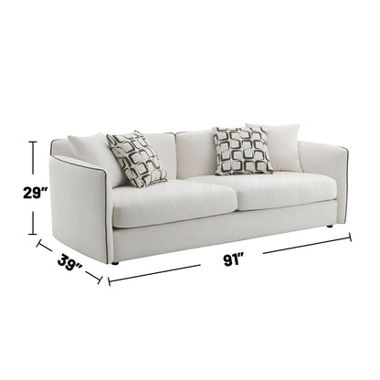 Divano imbottito in ciniglia con 4 cuscini in beige