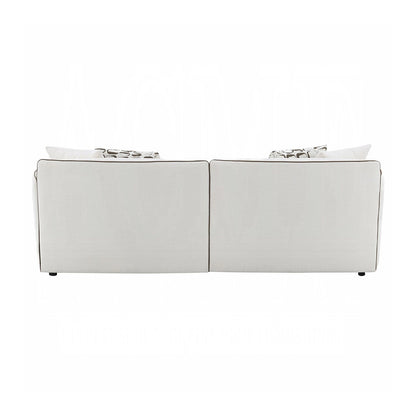 Divano imbottito in ciniglia con 4 cuscini in beige