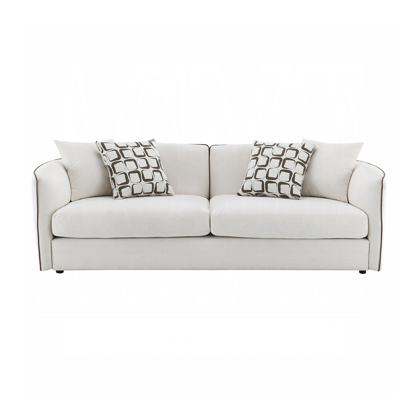 Divano imbottito in ciniglia con 4 cuscini in beige