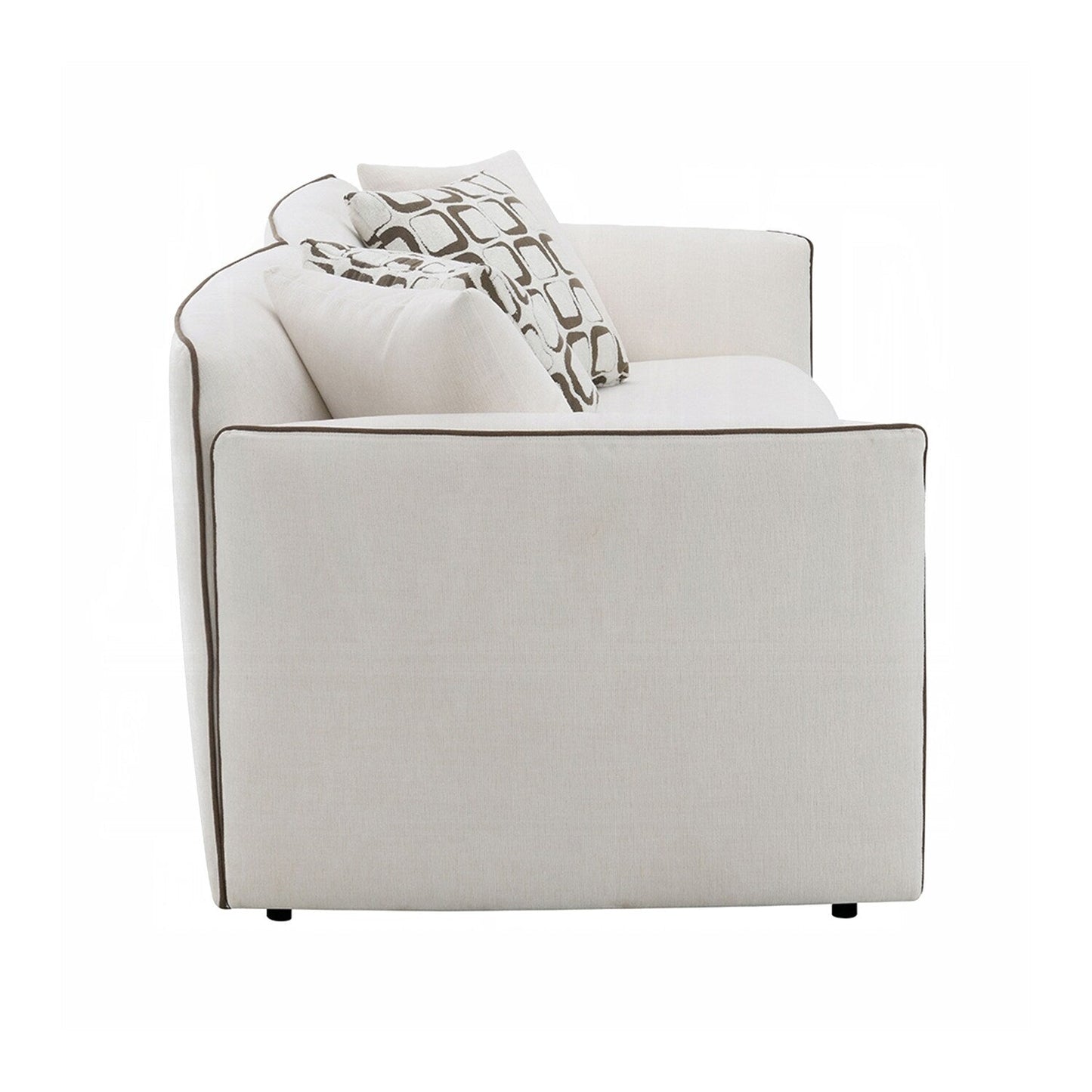 Divano imbottito in ciniglia con 4 cuscini in beige