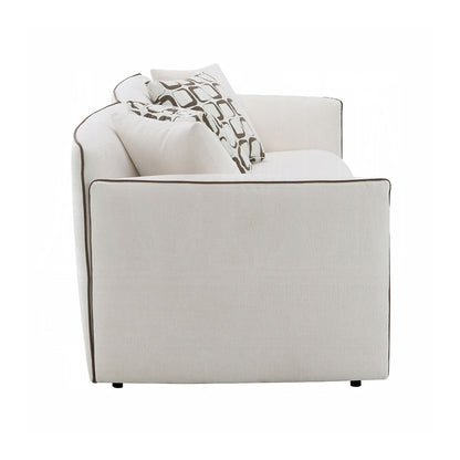 Divano imbottito in ciniglia con 4 cuscini in beige