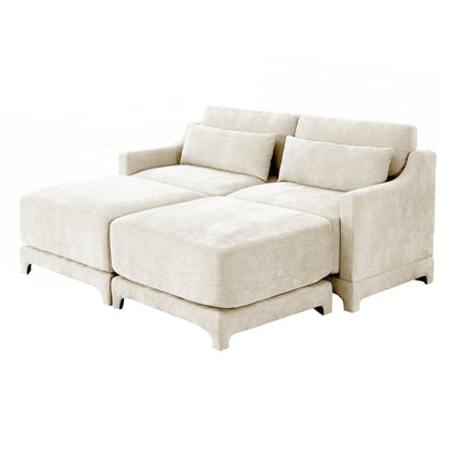 Divano a due posti in tessuto ciniglia