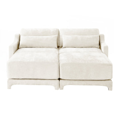 Divano a due posti in tessuto ciniglia