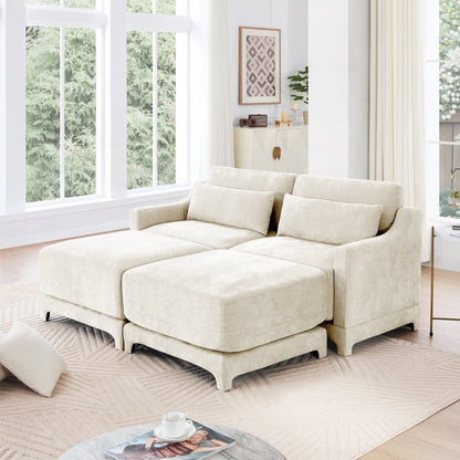 Divano a due posti in tessuto ciniglia