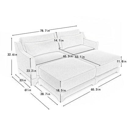 Divano a due posti in tessuto ciniglia