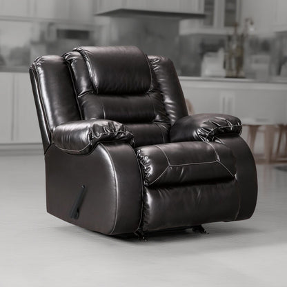 Poltrona reclinabile manuale Cherie, in morbida similpelle nera lucida