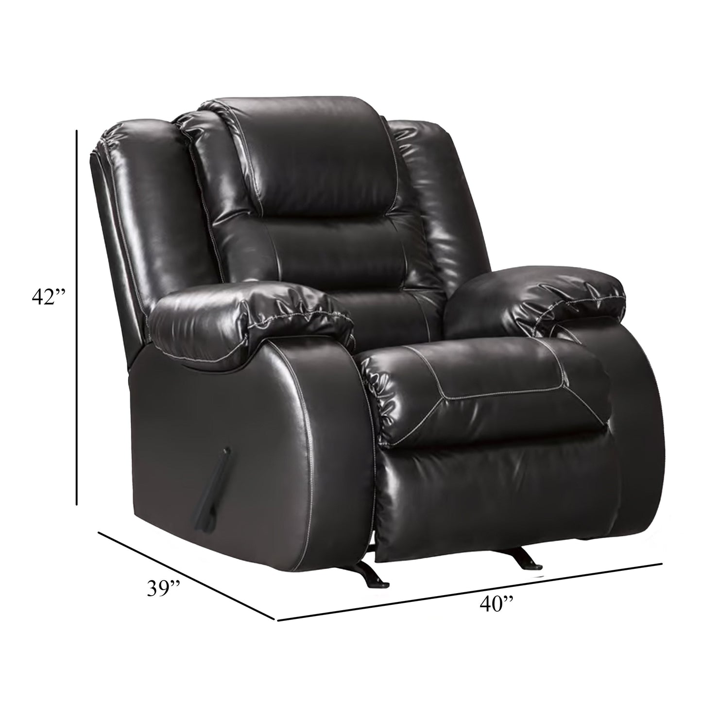 Poltrona reclinabile manuale Cherie, in morbida similpelle nera lucida