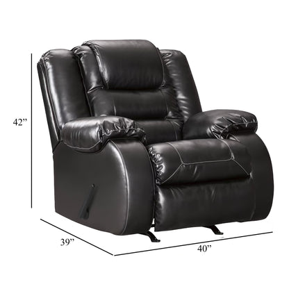 Poltrona reclinabile manuale Cherie, in morbida similpelle nera lucida