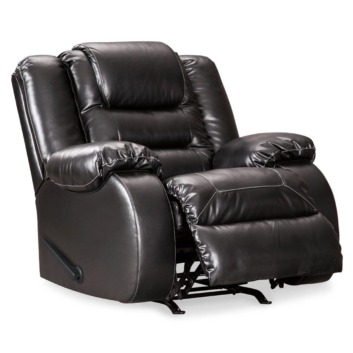 Poltrona reclinabile manuale Cherie, in morbida similpelle nera lucida