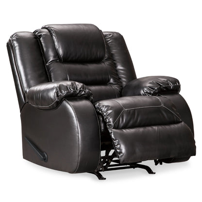 Poltrona reclinabile manuale Cherie, in morbida similpelle nera lucida