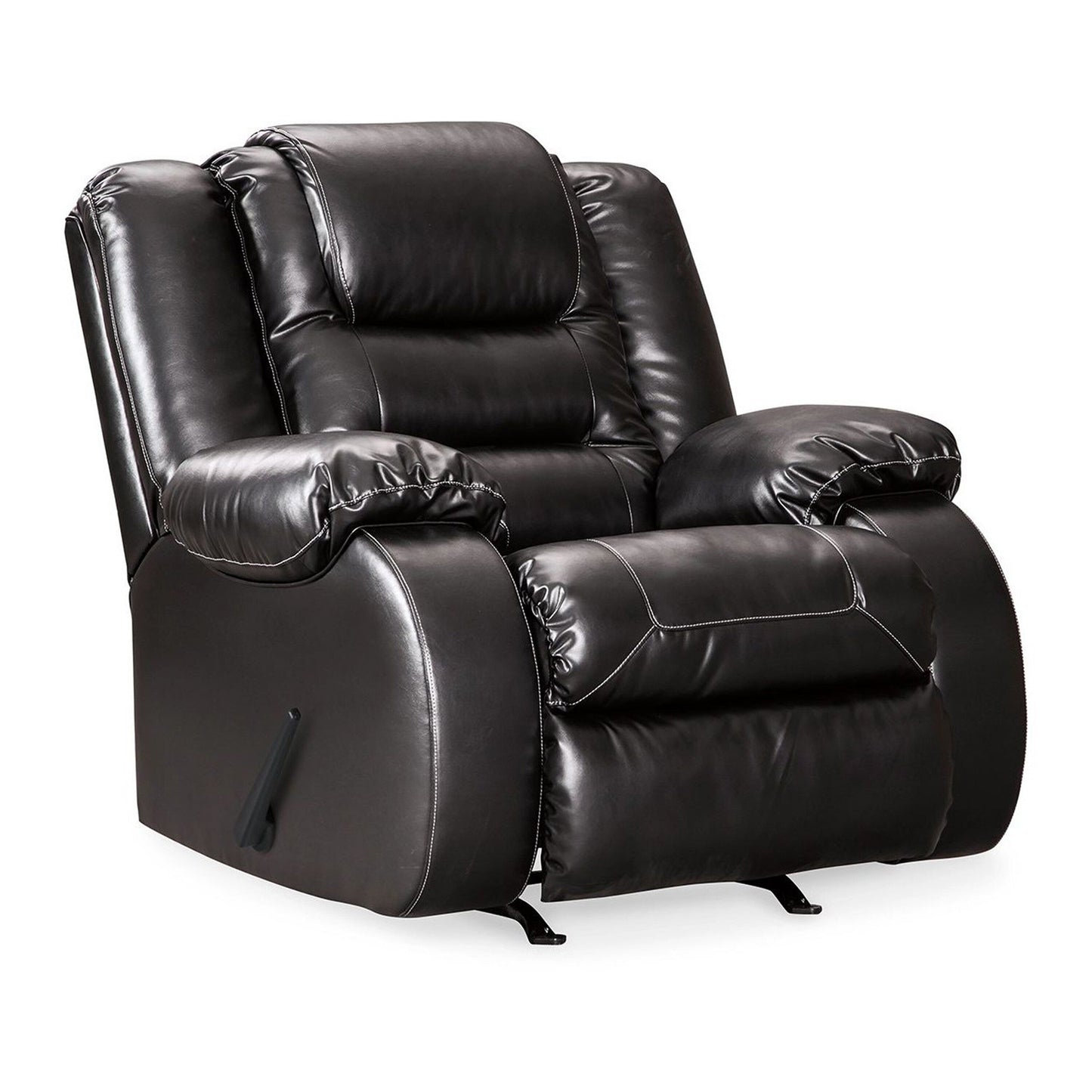 Poltrona reclinabile manuale Cherie, in morbida similpelle nera lucida