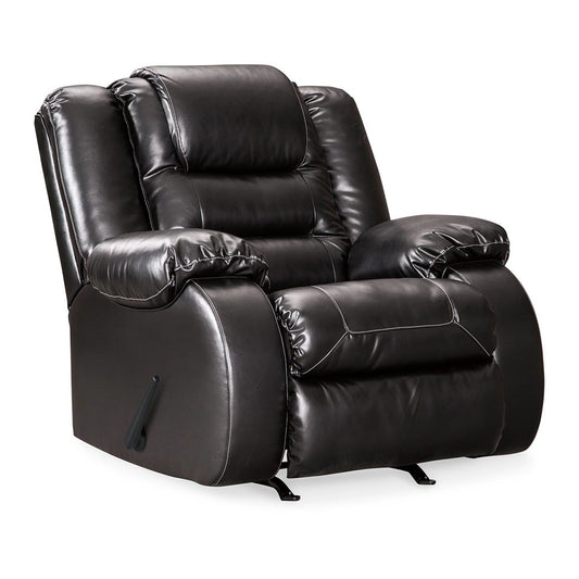 Poltrona reclinabile manuale Cherie, in morbida similpelle nera lucida