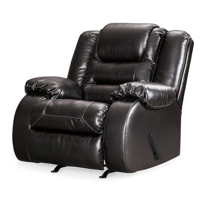 Poltrona reclinabile manuale Cherie, in morbida similpelle nera lucida