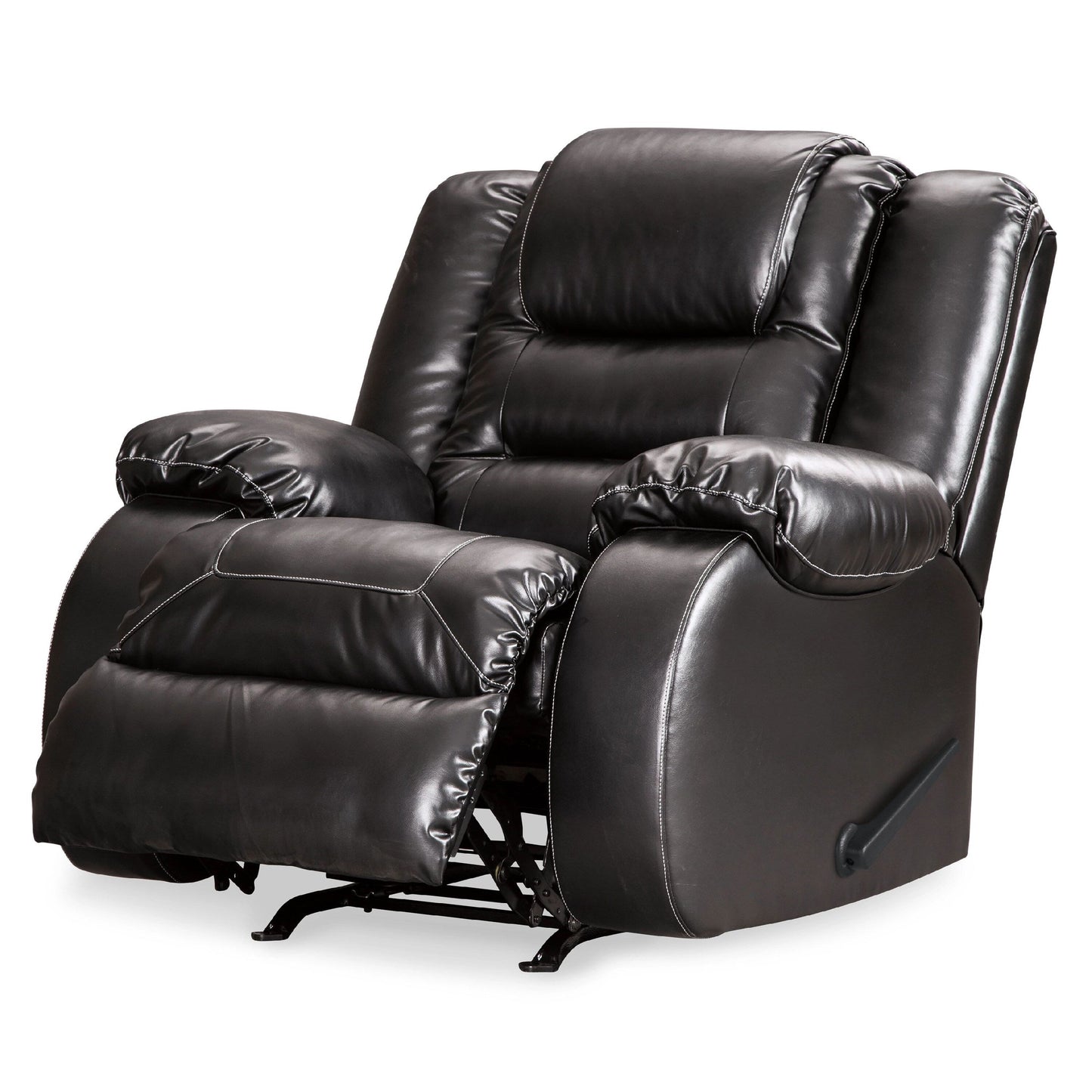 Poltrona reclinabile manuale Cherie, in morbida similpelle nera lucida