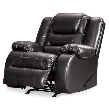Poltrona reclinabile manuale Cherie, in morbida similpelle nera lucida