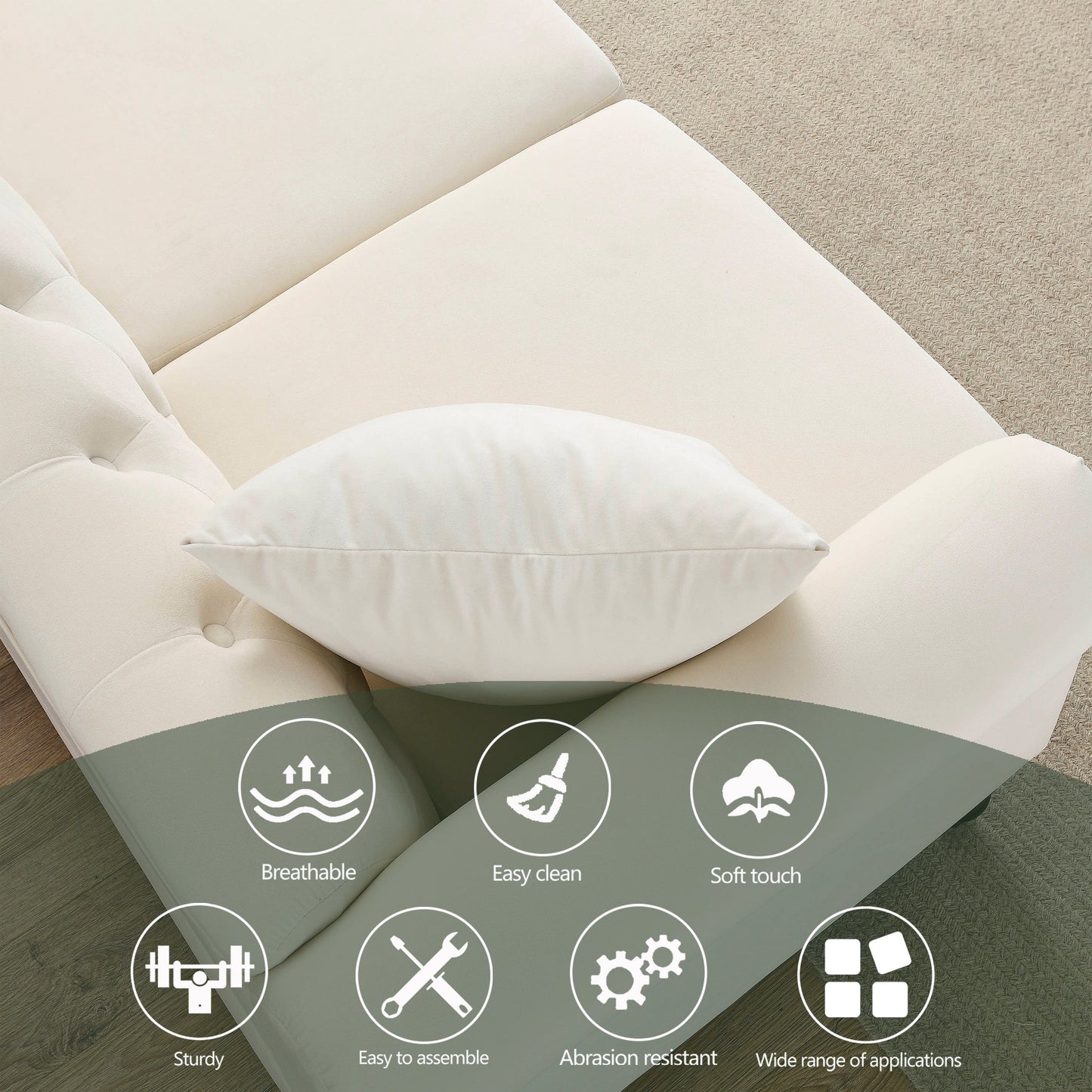 Divano Chesterfield imbottito a 3 posti con braccioli arrotolati e borchie