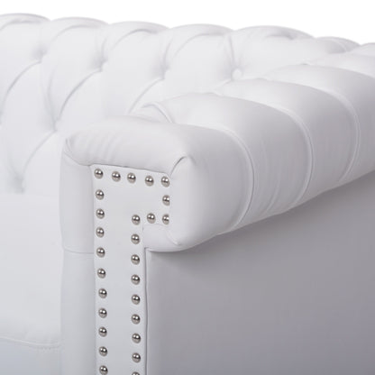 Divano Chesterfield a 3 posti con capitonné e borchie