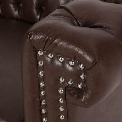 Divano Chesterfield a 3 posti con capitonné e borchie