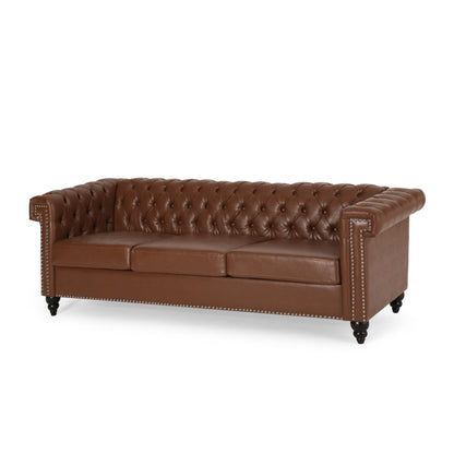 Divano Chesterfield a 3 posti con capitonné e borchie