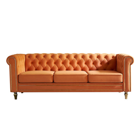 Divano Chesterfield in velluto da 84,65 pollici - 30,31 x 31,50 x 84,65
