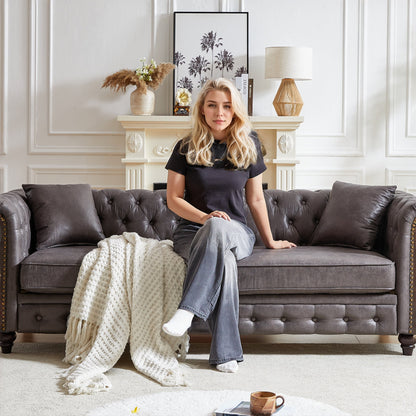 Divano Chesterfield 85.5 Tech Fabric a 3 posti con cuscini