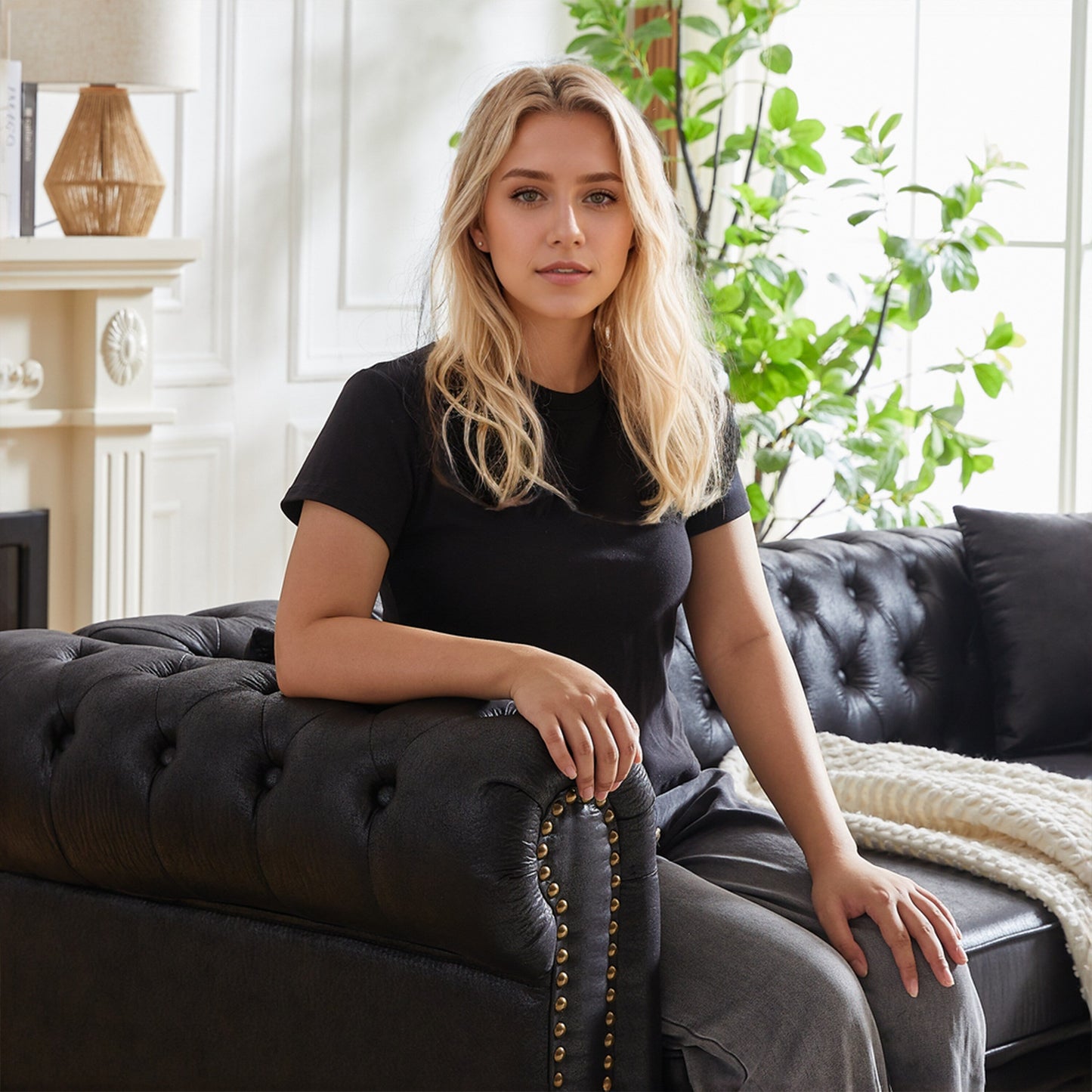 Divano Chesterfield 85.5 Tech Fabric a 3 posti con cuscini