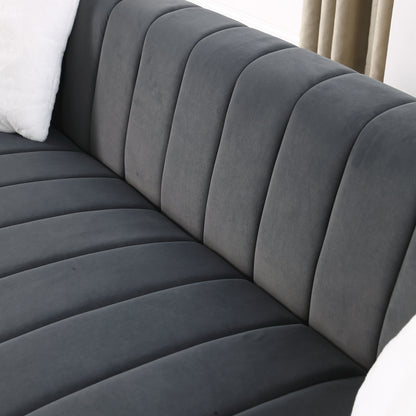 Divano Chesterfield 87.01 a 3 posti con cuscini e rivestimento in velluto per soggiorno