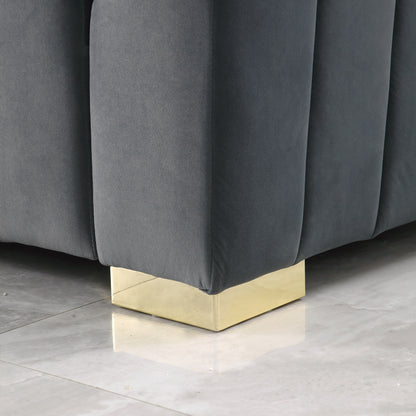 Divano Chesterfield 87.01 a 3 posti con cuscini e rivestimento in velluto per soggiorno