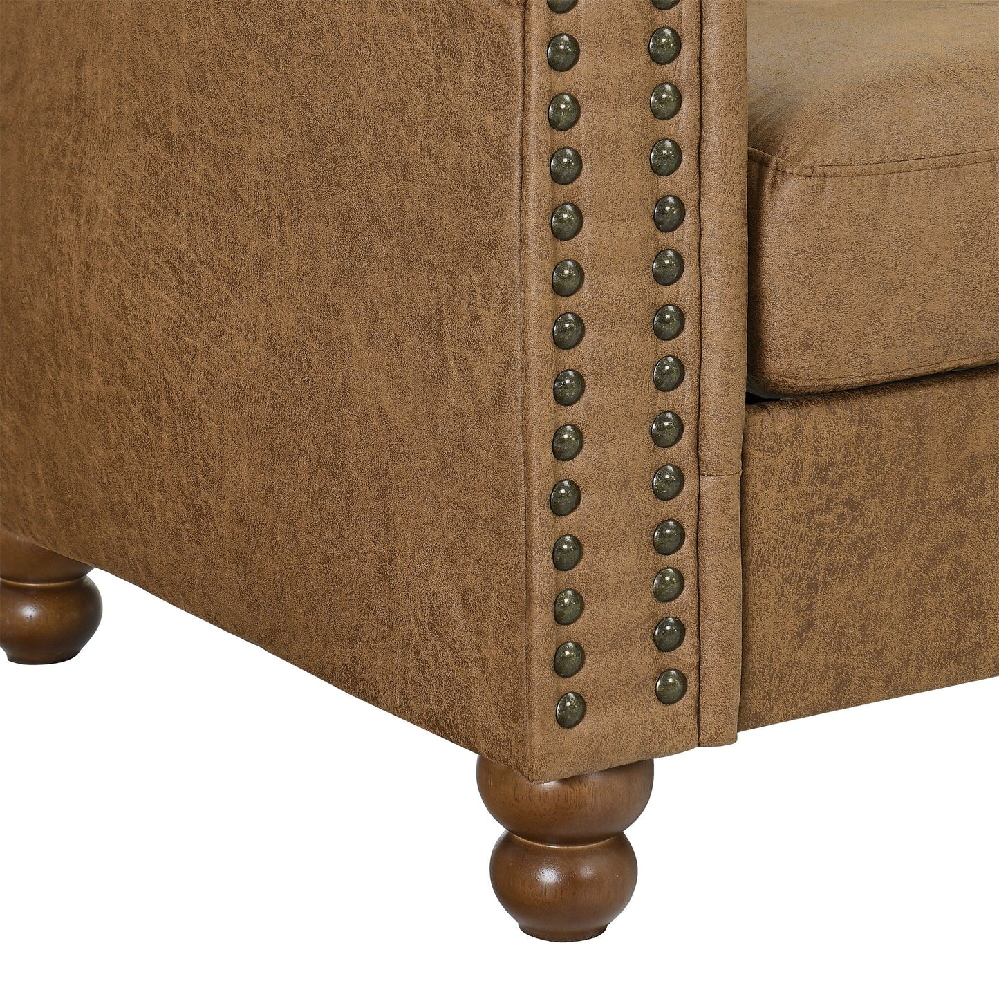 Divano Chesterfield a 3 posti con bottoni e borchie