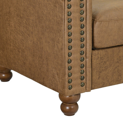 Divano Chesterfield a 3 posti con bottoni e borchie